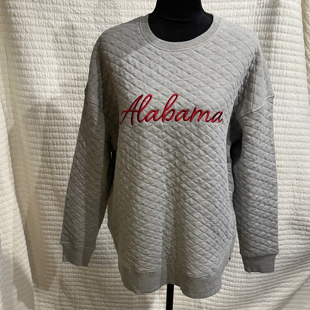 Chicka-D Crimson Red Alabama Gray Quilted Crew Neck Sweater Size M MSRP $90